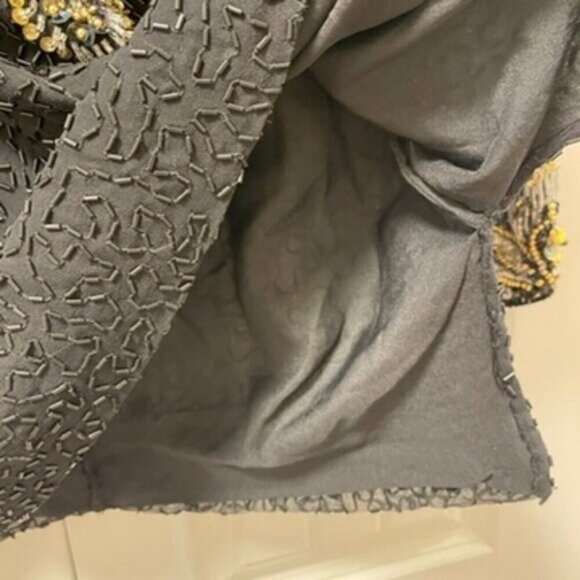 Vintage Tan-Chho Beaded Sequin Pure Silk Top Black Gold – M - Picture 6 of 15